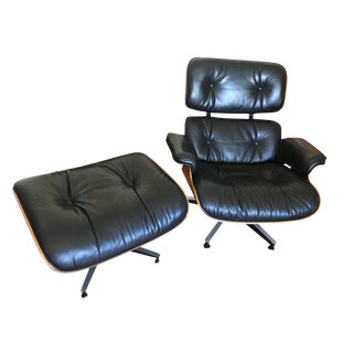 1980s Vintage Eames for Herman Miller Lounge Chair & Ottoman - 2 Pieces For Sale