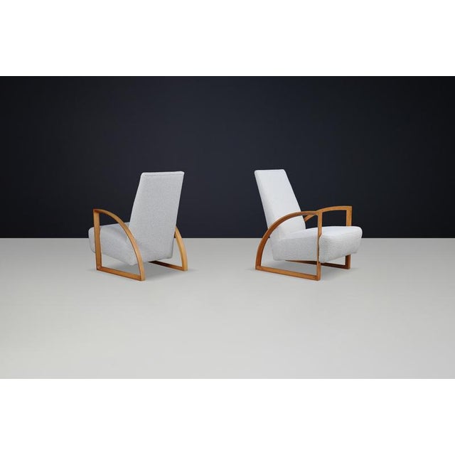 Dutch Modernist Oak Armchairs in New Bouclé Upholstery, the Netherlands, 1960s, Set of 2 For Sale - Image 11 of 13