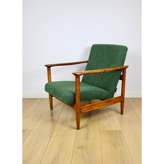 Wood GFM-142 Armchair in Green Boucle from Edmund Homa, 1970s For Sale - Image 7 of 11