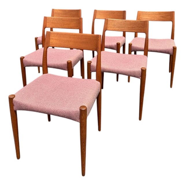 1960s Mid Century Danish Teak Dining Chairs, Set of 6 For Sale