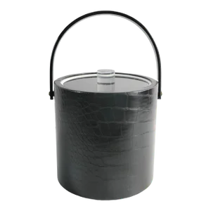 Mod Mid Century Ice Bucket in Faux Crocodile Vinyl Bucket Brigade by Morgan