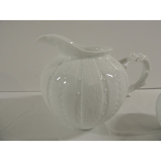 2010s White Faux Coral China Creamer and Sugar - Set of 2 For Sale - Image 5 of 6