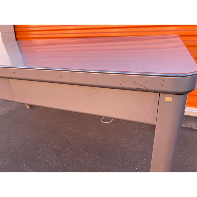 Mid-Century Modern Vintage Mid Century Modern Metal Tanker Desk Table For Sale - Image 3 of 11