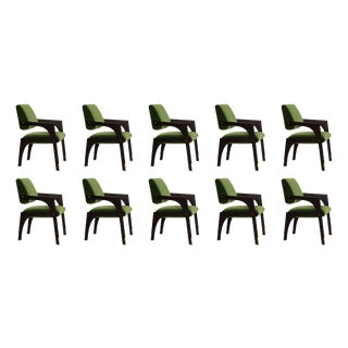 Arches Dining Chairs in Green Cotton Velvet by Insidherland, Set of 10 For Sale
