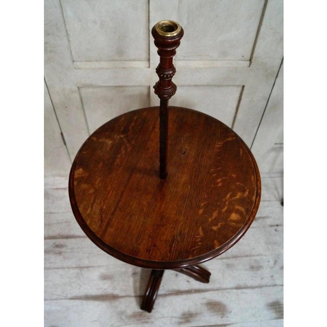 Antique Oak Adjustable Ratchet Candle Stand Table, 1820 For Sale - Image 4 of 5