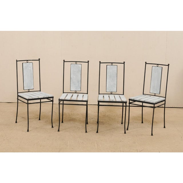 MidCentury Modern MarbleTop Patio Dining Set 5 Pieces Chairish