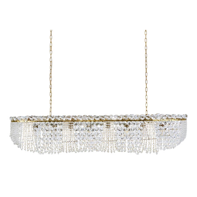 58 Zeppelin Chandelier in Crystal and Brass by J. T. Kalmar for Kalmar, Vienna, Austria, 1950s For Sale