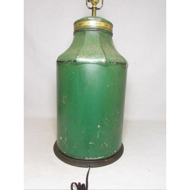 Yellow Antique Tole Painted Tea Cannister Lamp For Sale - Image 8 of 16