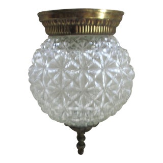 Vintage L & S Fixtures Hollywood Regency Diamond Cut Crystal Flush Mount 10" Ceiling Light For Sale
