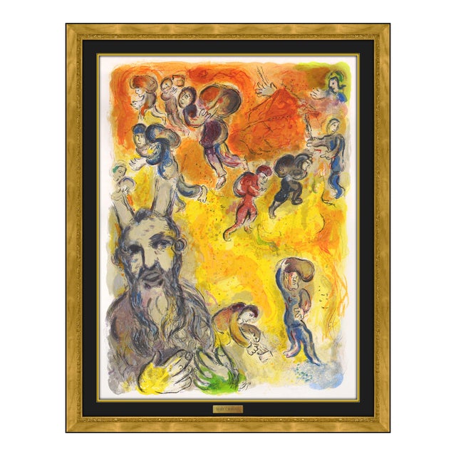 1966 Moses Sees the Sufferings of His People (m.446) Yellow Modern Lithograph Marc Chagall For Sale