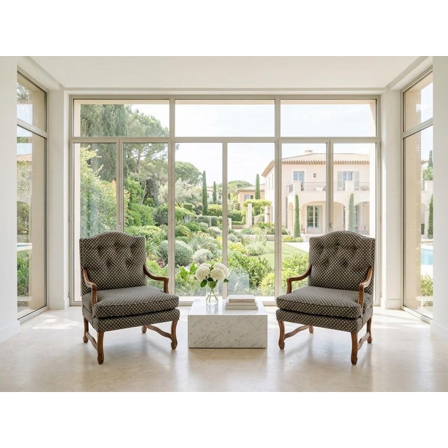 Pristine Pair of Vintage Baker French Provincial Bergere Chairs For Sale - Image 11 of 12