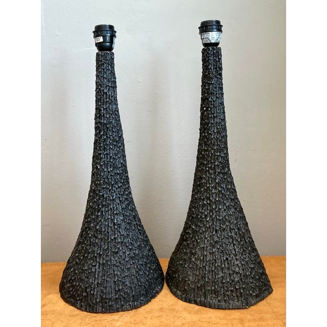 Vintage Textured Resin Table Lamps - Pair For Sale - Image 9 of 12
