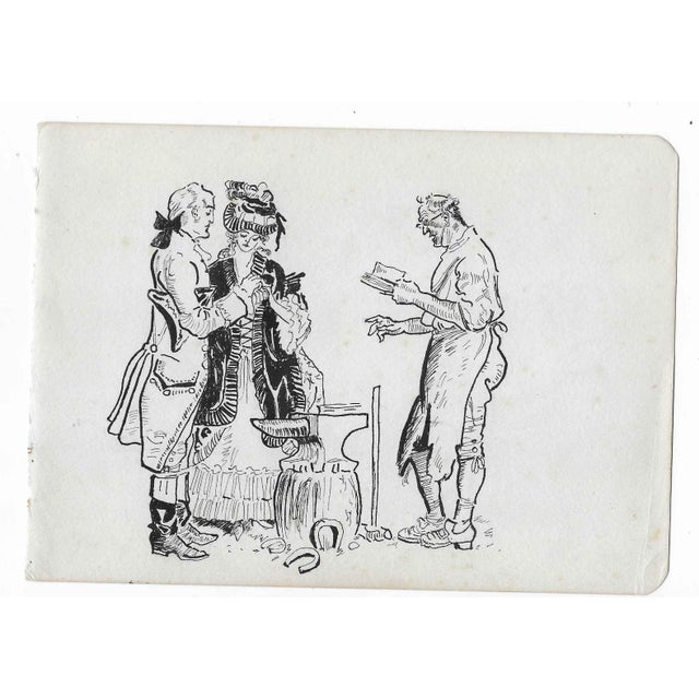 Illustration 1930s Double Sided Early American Illustration For Sale - Image 3 of 4