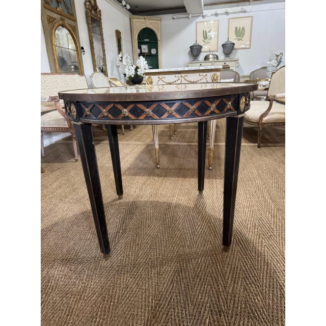 Mid 20th Century French Neoclassical-Style Circular table with Marble Top and Brass Trim For Sale - Image 13 of 18