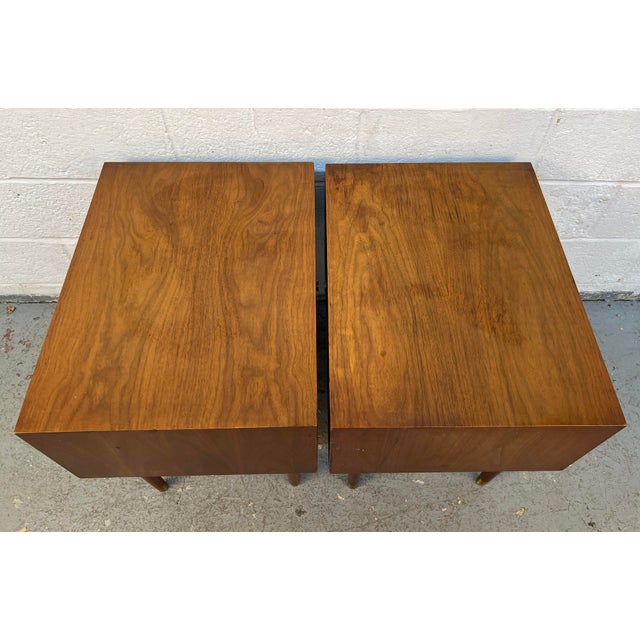 Mid-Century Walnut and Brass Night Stands by Furnette Furniture Company For Sale - Image 10 of 17