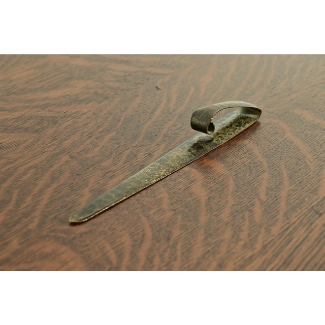 Roycroft Arts & Crafts Hammered Brass Over Copper Letter Opener For Sale - Image 13 of 13