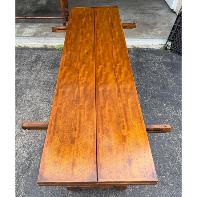 1980s Century Furniture Coddington Mahogany Extendable Console Dining Table With Two Drawers – 72” X 20” Closed, Expands to 40” For Sale - Image 5 of 12