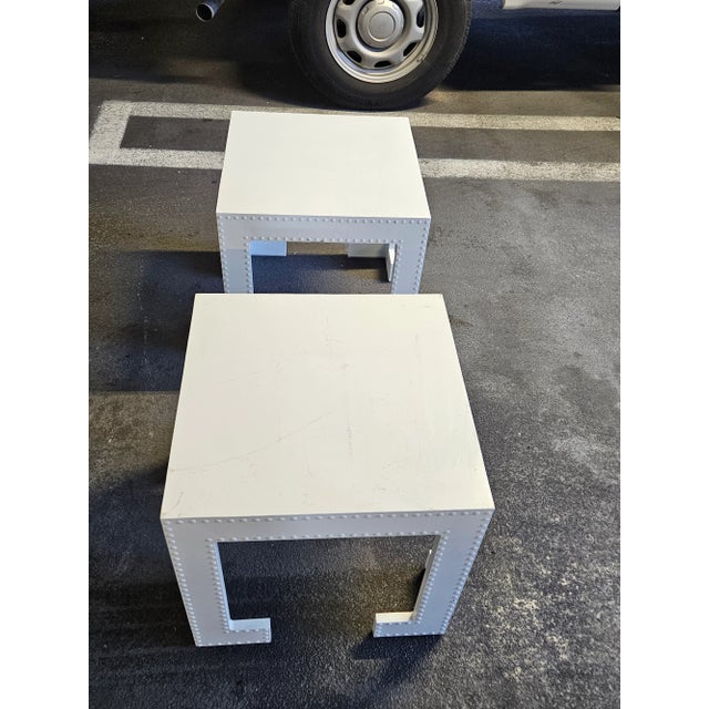 Metal Jacques Garcia for McGuire Studded Powder Coated Chi Chi Side Tables - a Pair For Sale - Image 7 of 9