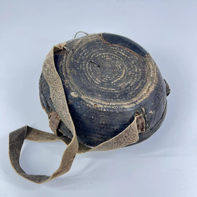 Animal Skin Early 20th Century Mesob Lidded Leather Wrapped Lunch Basket Ethiopia For Sale - Image 7 of 11