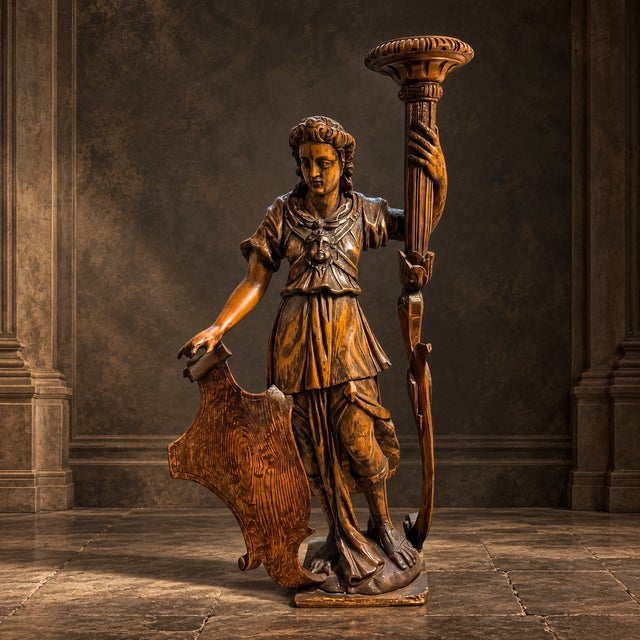 17th-C. Italian Neo-Classical Carved Fruitwood Statute / Santos Pedestal For Sale - Image 10 of 10