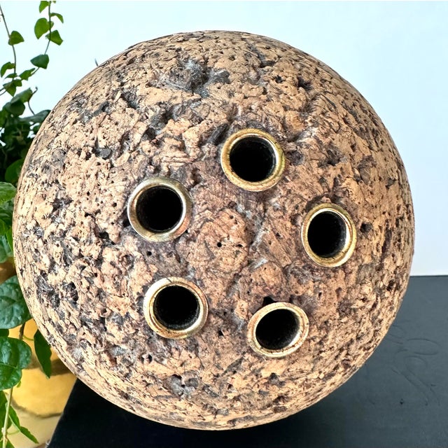 1960s Mid Century Cork Ball Desk Organizer, MCM Rotating Pen Holder For Sale - Image 5 of 7
