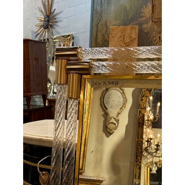 Modern Murano Double Twist Glass Rod and Brass Mirror For Sale - Image 4 of 7