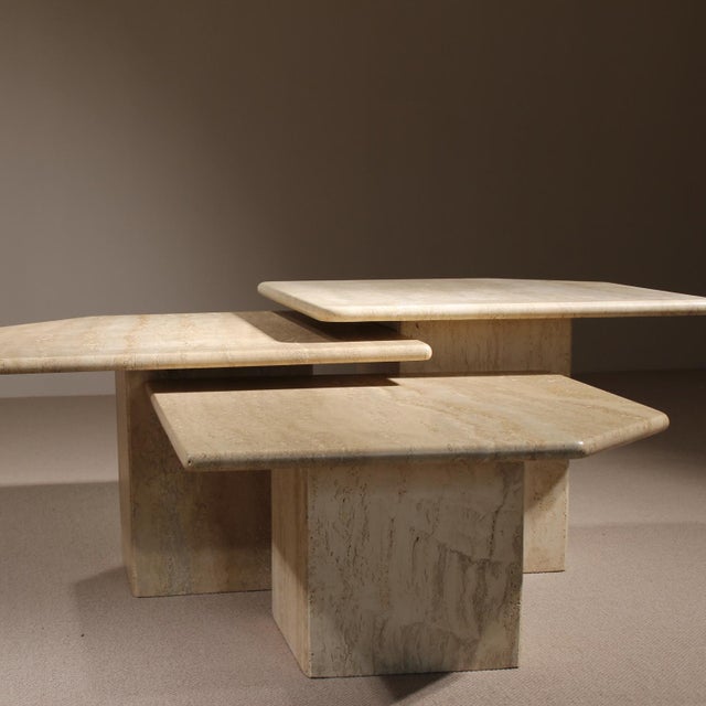 Nesting Table in Travertine, 1970s, Set of 3 For Sale - Image 13 of 15