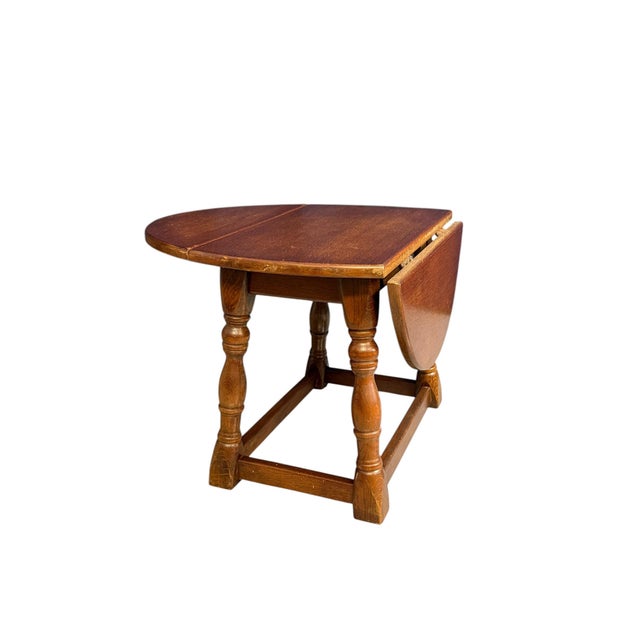 Antique Miniature Oak Drop-Leaf Table Featuring Traditional Turned Baluster Legs, 1940 For Sale - Image 6 of 15