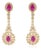 Art Deco Revival 1.71ct Ruby & 1.29ct Diamond Chandelier Drop Earrings 14k Gold- 2 Pieces For Sale