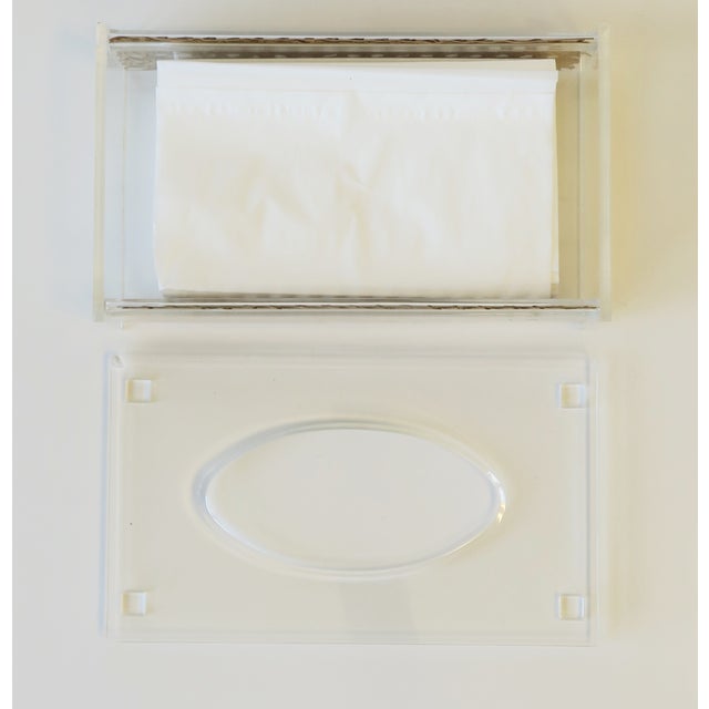 Wicker Cane Lucite Acrylic Tissue Box Dior Style For Sale - Image 13 of 14