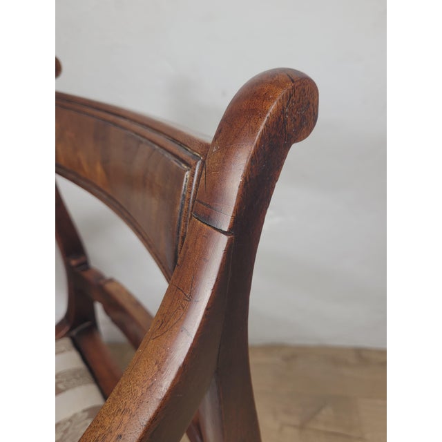 Brown Antique Victorian Upholstered Mahogany Carver Armchair, 1890 For Sale - Image 8 of 18