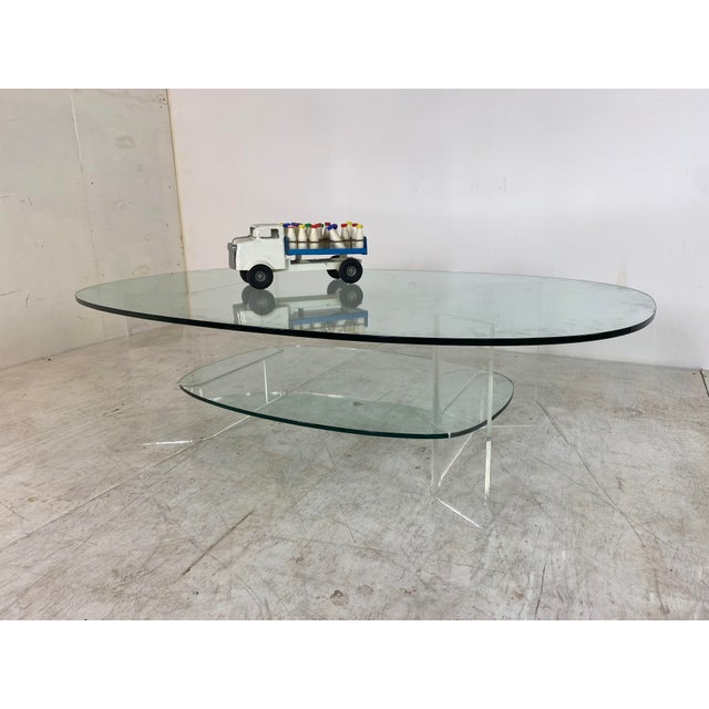 Glass Space Age Italian Modern Glass and Acrylic Coffee Table, 1980s For Sale - Image 7 of 9