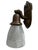These antique wall sconce feature an ornate backplate with laurel wreaths and textured, bell-shaped frosted glass shades...