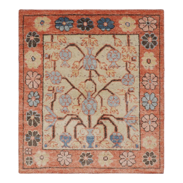 Rug & Kilim's Classic Oriental Square “Tree of Life” Rug in Beige and Rust For Sale