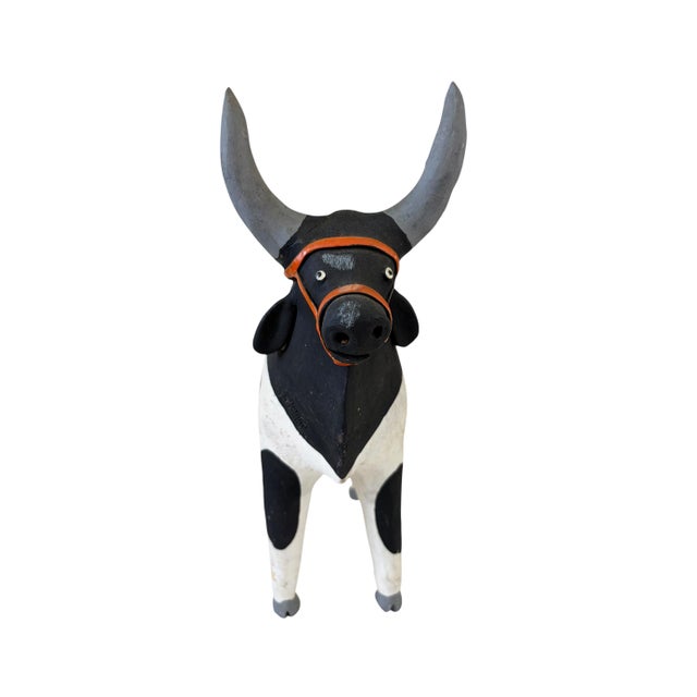 Folk Art Original Rare Vintage Brazilian Folk Art Ceramic of a Bull 10.5" H For Sale - Image 3 of 6