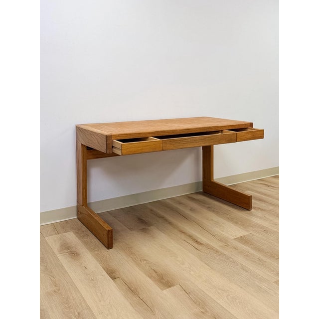 Beige Vintage Handmade Organic Modern Pine Plywood Desk, Lou Hodges Style MCM For Sale - Image 8 of 18