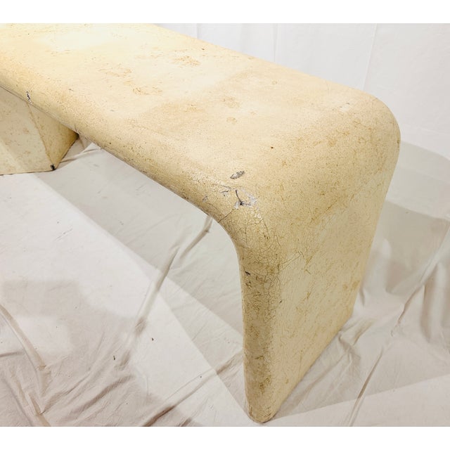 Postmodern Mid 20th Century karl Springer Style Angular Waterfall Plastered Console For Sale - Image 3 of 7