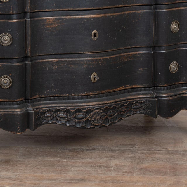 Late 18th Century Black Rococo Oak Chest of Five Drawers, Denmark For Sale - Image 9 of 13