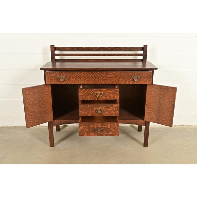 Early 20th Century Gustav Stickley Antique Mission Oak Arts & Crafts Sideboard, Newly Refinished For Sale - Image 5 of 15