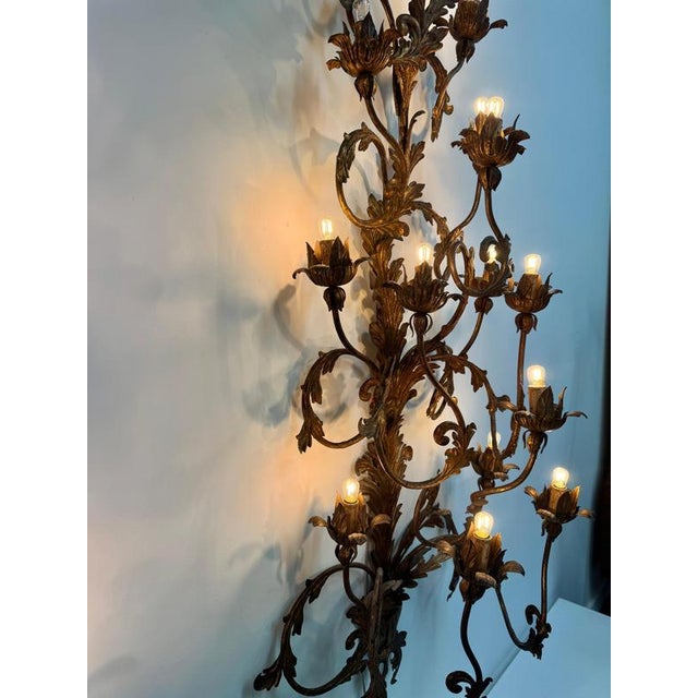 Brown Venetian Gilt Iron Wall Sconces, Set of 2 For Sale - Image 8 of 10