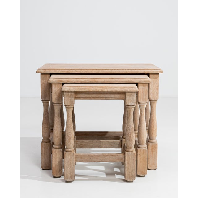 1970s Set Of Three Oak Nesting Tables For Sale - Image 11 of 13