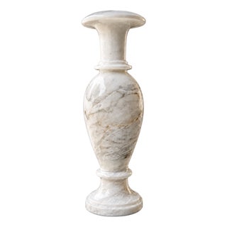 Ziarat White Marble Vase – Handcrafted Natural Stone Decorative Urn, 6" X 6" X 18" For Sale