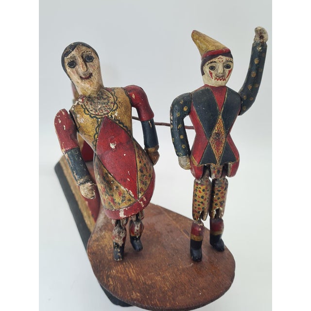 Wooden Folk Moving Toy Dancing Couple in Polychrome, 1900 For Sale - Image 9 of 15