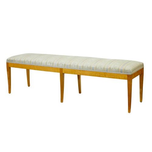 Green Early 20th Swedish Birch Long Bedroom Stool, 1890s For Sale - Image 8 of 8