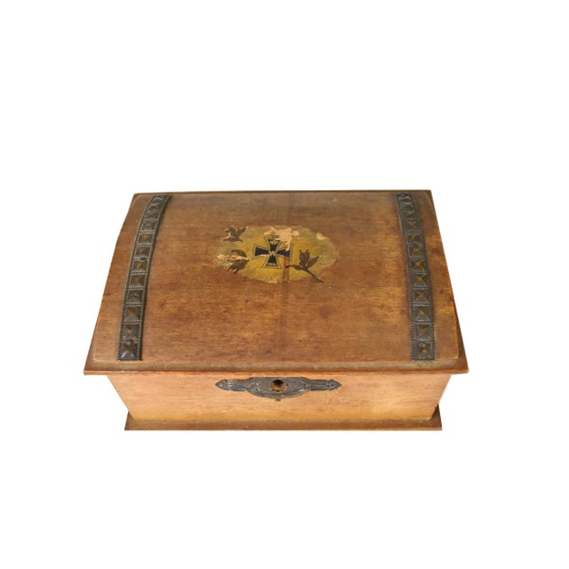 Antique German Iron Cross Wooden Jewelry Trinket Box For Sale - Image 10 of 10