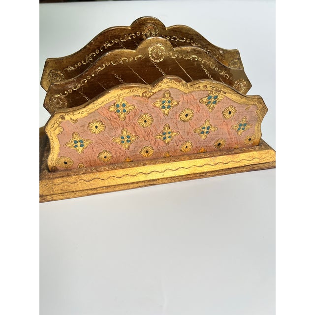 Mid 20th Century Pink and Gold Florentine Desk Set- 4 Pieces For Sale In New Orleans - Image 6 of 7