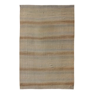 Turkish Vintage Kilim Rug With in Tan, Taupe, Gray Blue, and Earth Tones For Sale