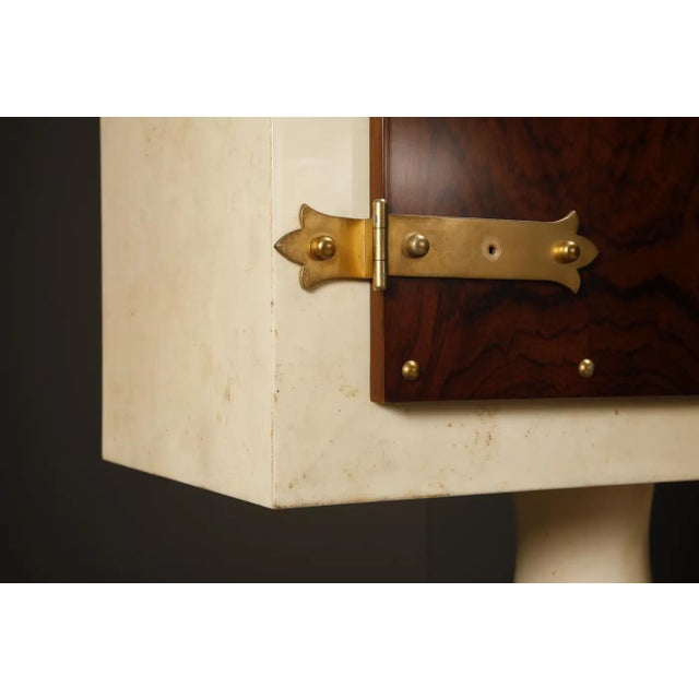 Aldo Tura Lacquered Goatskin, Rosewood and Brass Italian Bar Cabinet, 1950s For Sale - Image 10 of 18