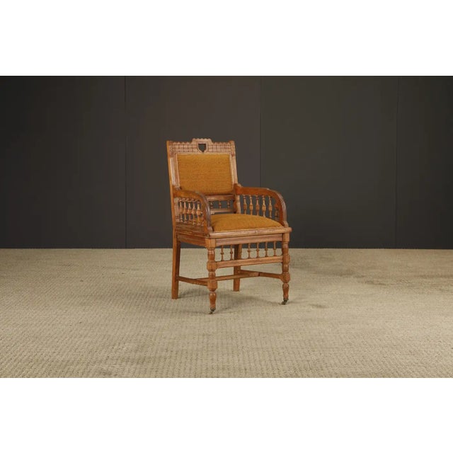 Traditional Late 19th Century English Oak Aesthetic Movement Armchair For Sale - Image 3 of 18