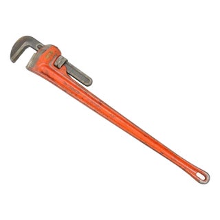 Vintage Ridgid 48 Heavy Duty Straight Plumbers Pipe Wrench 48" Red Cast Iron For Sale